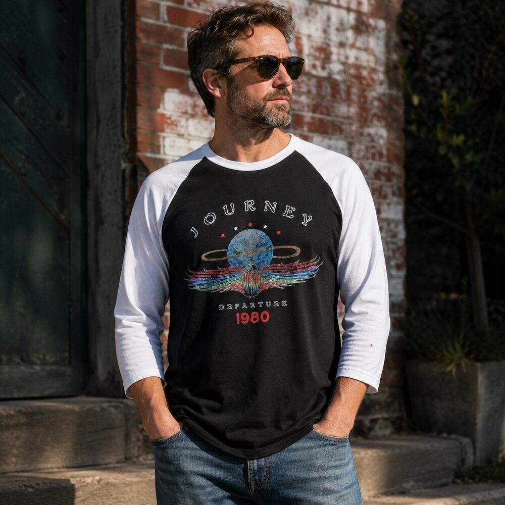 Journey Departure 1980 Band Shirt XXL Tultex Raglan Baseball Tee Rock Graphic
